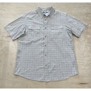 Columbia Shirt Men's Plaid Button‎ Up Short Sleeve Shirt Size Large Light Brown